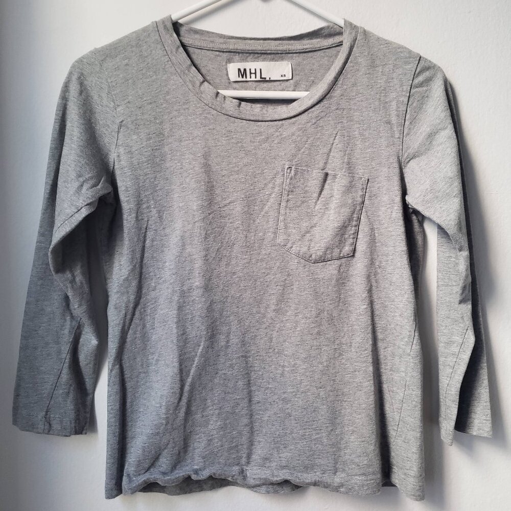 Gray Vintage MHL Margaret Howell 3/4 Sleeve Pocket Tee Shirt